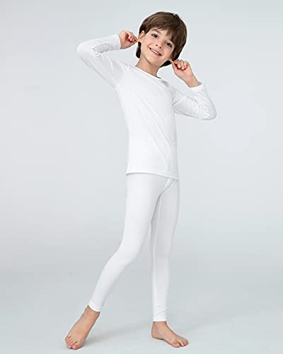 LAPASA Conjuntos Ropa Interior Térmica para Niños Invierno Capa Base Top Camisa y Pantalon B03 Blanco 5-6 años