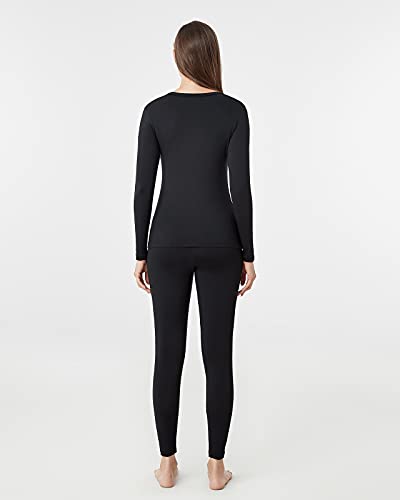 LAPASA - Conjuntos Ropa Térmica Mujer Camiseta Térmica Manga Larga Malla Termica Ropa Interior Invierno L17 S Negro