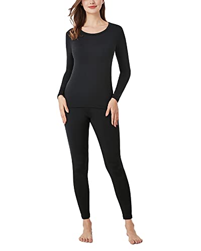 LAPASA - Conjuntos Ropa Térmica Mujer Camiseta Térmica Manga Larga Malla Termica Ropa Interior Invierno L17 S Negro