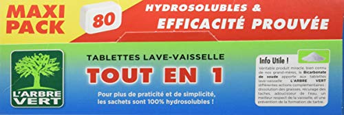 L'arbre vert Tablettes Lave-Vaisselle Hydrosolubles tout en 1 80 Doses Nouveau