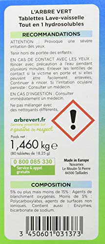 L'arbre vert Tablettes Lave-Vaisselle Hydrosolubles tout en 1 80 Doses Nouveau