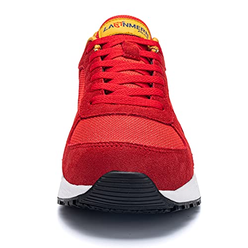 LARNMERN PLUS Zapatillas de Deporte Hombres Antideslizante Antiestático Running Zapatos para Correr Gimnasio Sneakers Deportivas Transpirables（Rojo 44）