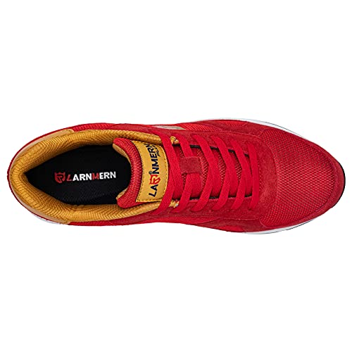 LARNMERN PLUS Zapatillas de Deporte Hombres Antideslizante Antiestático Running Zapatos para Correr Gimnasio Sneakers Deportivas Transpirables（Rojo 44）