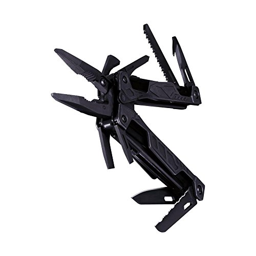 Leatherman OHT - Multiherramienta con 16 utensilios, incluyendo alicates de punta de resorte, llave para tanque de oxígeno y navajas 420HC, hechos en EE.UU., en negro con funda marrón de molle