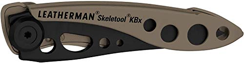 Leatherman Skeletool KBX - Navaja de bolsillo multiusos resistente con abrebotellas, fabricada en EE.UU., en marrón coyote