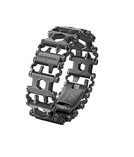 Leatherman Tread - Pulsera multiusos con 29 herramientas incluyendo destornilladores, llaves hexagonales e inglesas, herramienta de bricolaje hecha en EE.UU., en negro, acero inoxidable