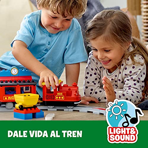 LEGO 10874 Duplo Tren de Vapor con Mini Figuras, Luz y Sonido, Batería y Función Radiocontrol, Set de Ladrillos para Niños de Entre 2 y 5 Años