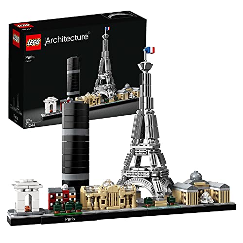 LEGO 21044 Architecture París, Set de Construcción Creativa, Torre Eiffel, El Louvre, Maqueta Coleccionable, Pieza Decorativa