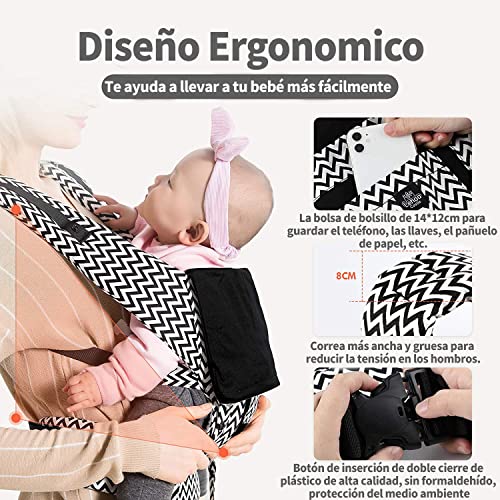 Lehoo Castle Mochila Bebe Portabebes, Ajustable Mochila Portabebés Ergonómica con Respirar Puro Algodón, Para Bebes y Niños de 5 a 36 meses (Hasta 20 kg)