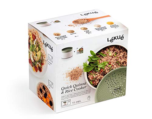 Lékué Kit Libro + Estuche de Vapor, Verde, 3-4 Personas + Recipiente para cocinar Quinoa, Arroces y Cereales, 1 Litro