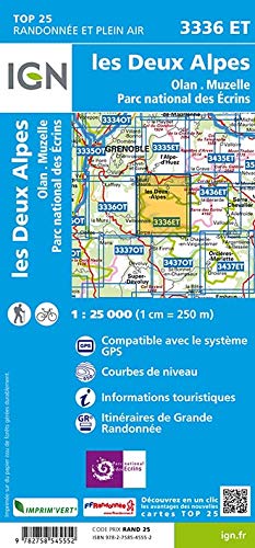 Les Deux Alpes / Olan / Muzelle / PNR des Ecrins (2018): 3336/ET (Top 25 & série bleue - Carte de randonnée)