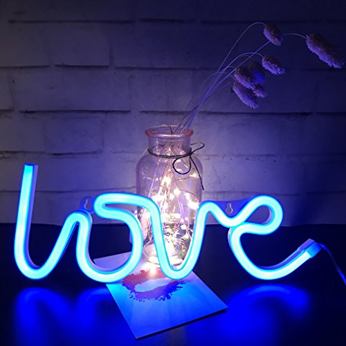 Letreros de neón Love Light LED Love Art-Letrero decorativo para pared, mesa, boda, fiesta, sala de niños, sala de estar, bar, pub, hotel, playa, decoración de recreación (azul)