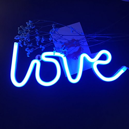 Letreros de neón Love Light LED Love Art-Letrero decorativo para pared, mesa, boda, fiesta, sala de niños, sala de estar, bar, pub, hotel, playa, decoración de recreación (azul)