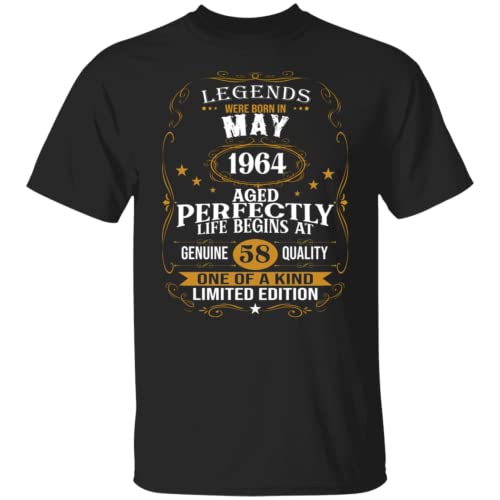 Limited Mayo 1964 58 cumpleaños decoración vintage 58 años hombres mujeres camiseta, Negro, L