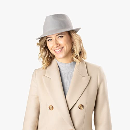 LIPODO Trilby Sombrero de Fieltro para Mujer/Hombre - Sombrero de Hombre Fabricado en Italia - Sombrero de Italiana para otoño/Invierno - Negro XL (60-61 cm)