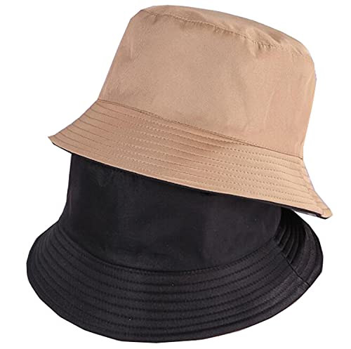 liuer Sombrero del Pescador 4PCS Gorro Pescador Unisex Algodón Plegable Bucket Hat Al Aire Libre Visera Mujeres Hombres Sombrero de Sol de Playa para Senderismo Camping(Doble Cara Color)