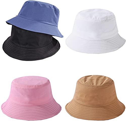 liuer Sombrero del Pescador 4PCS Gorro Pescador Unisex Algodón Plegable Bucket Hat Al Aire Libre Visera Mujeres Hombres Sombrero de Sol de Playa para Senderismo Camping(Doble Cara Color)