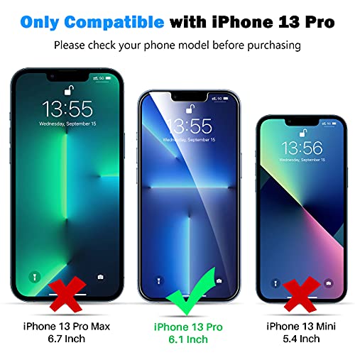 LK [3+3 Pack Protector de Pantalla Compatible con iPhone 13 Pro 6.1 Pulgada,3 Pack Cristal Templado y 3 Pack Protector de Lente de cámara, Doble protección, Kit de Instalación Incluido