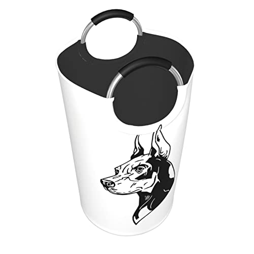 LKTBJEMFY Doberman Pinscher - Cesta de lavandería para perros, plegable, con asas de aluminio, cesta organizadora impermeable para baño