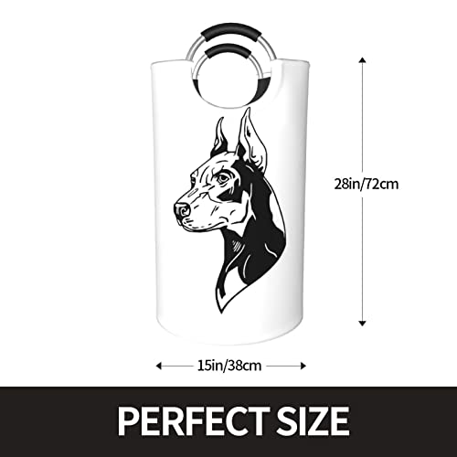 LKTBJEMFY Doberman Pinscher - Cesta de lavandería para perros, plegable, con asas de aluminio, cesta organizadora impermeable para baño