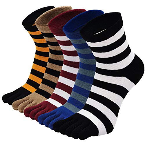 LOFIR Calcetines con Dedos Separados para Hombre Calcetines 5 Dedos, Calcetines de Algodón de Deporte para Niños, Talla 38-44, 5 pares