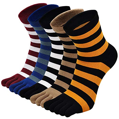 LOFIR Calcetines con Dedos Separados para Hombre Calcetines 5 Dedos, Calcetines de Algodón de Deporte para Niños, Talla 38-44, 5 pares