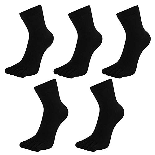 LOFIR Calcetines con Dedos Separados para Hombre Calcetines 5 Dedos, Calcetines de Algodón de Deporte para Niños, Talla 39-44, 5 pares