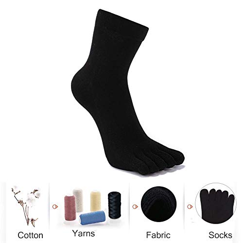 LOFIR Calcetines con Dedos Separados para Hombre Calcetines 5 Dedos, Calcetines de Algodón de Deporte para Niños, Talla 39-44, 5 pares