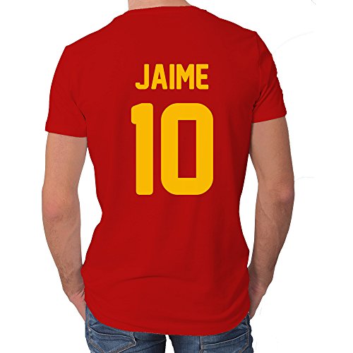 LolaPix Camiseta España Personalizada con tu Nombre y Dorsal | Selección Española | Varios Diseños Tallas | 100% Algodón | Hombre | Roja