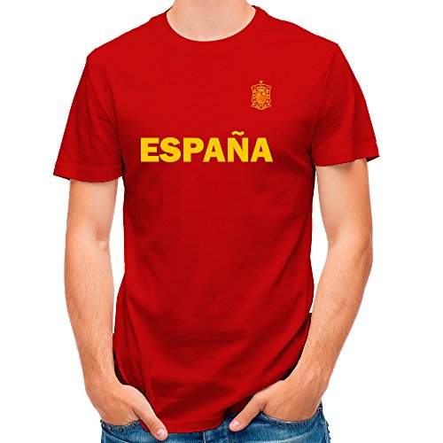 LolaPix Camiseta España Personalizada con tu Nombre y Dorsal | Selección Española | Varios Diseños Tallas | 100% Algodón | Hombre | Roja