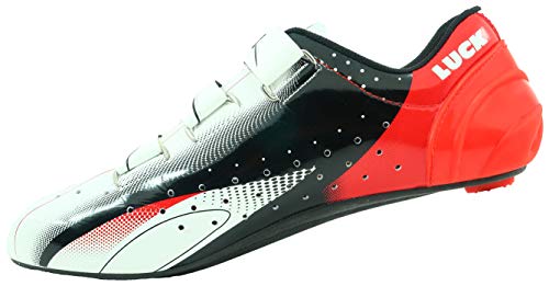 LUCK Zapatillas de Ciclismo EVO, para Carretera, con Suela de Carbono,Muy rigida y Ligera y Triple Tira de Velcro.(40 EU)