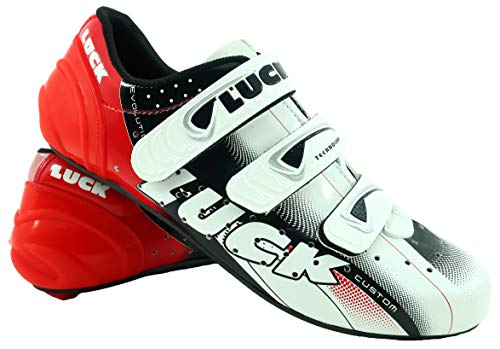 LUCK Zapatillas de Ciclismo EVO, para Carretera, con Suela de Carbono,Muy rigida y Ligera y Triple Tira de Velcro.(40 EU)