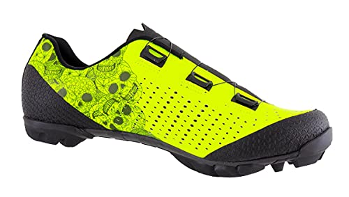 LUCK Zapatillas MTB Galaxy Calaveras. Zapatos Ciclismo Montaña para Hombre y Mujer. Suela de Carbono. Doble Cierre Rotativo ATOP. Calzado Bicicleta MTB (40 EU Ancho)