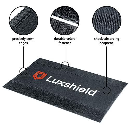 Luxshield Protectores de Cadenas, Set de 2 de Neopreno, Protector Cadena Bicicleta, Protector Cuadro MTB, Protector bicileta, 20 cm x 12 cm, Negro