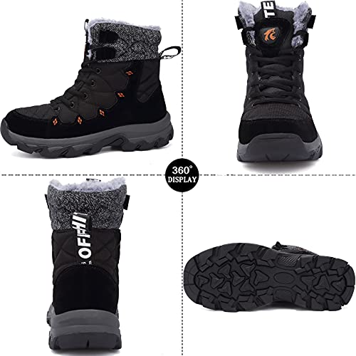 Lvptsh Botas de Nieve Hombre Invierno Botines Zapatos ntideslizantes Calentar Forradas Impermeables Zapatillas de Senderismo Zapatos Trekking,Negro,EU45