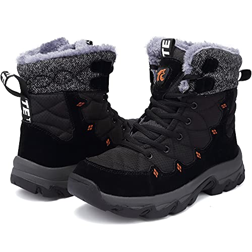 Lvptsh Botas de Nieve Hombre Invierno Botines Zapatos ntideslizantes Calentar Forradas Impermeables Zapatillas de Senderismo Zapatos Trekking,Negro,EU45