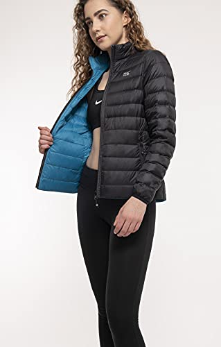 Mac in a Sac Polar - Chaqueta de plumón reversible para mujer, Mujer, Polar Down Chaqueta, 1190JB/TL 16, Negro azabache - Verde azulado, extra-large