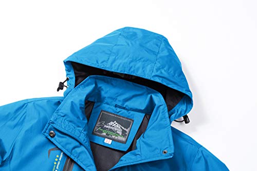 MAGCOMSEN Chaquetas de senderismo al aire libre para mujer ligero impermeable Softshell chaqueta de lluvia con capucha, azul, L