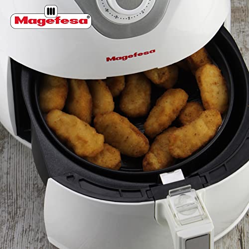 Magefesa Borea Freidora sin Aceite Compacta Freidora de Aire Con Sistema de Circulación de Aire Rápido, Volumen: 3,2 L, 1500 W, Panel de Control Analógico Giratorio para Tiempo Temperatura Air Fryer