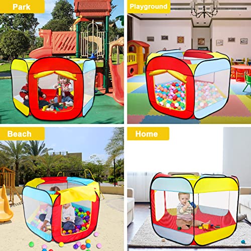 MAIKEHIGH Juego de Pelota para niños, Juego de Pelota Plegable Juego para bebé Tienda de Patio Hexágono portátil Pop Up Ball Pool Interior Casa de Juegos al Aire Libre (Bolas no Incluidas)