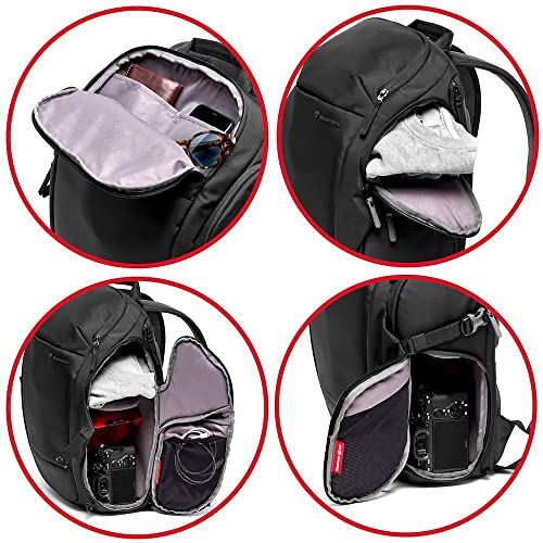 Manfrotto Advanced Travel III Mochila para Cámara y Portátil, Bolsa para Cámara Réflex/sin Espejo con Objetivos, Divisores Intercambiables, Soporte para Trípode, Bolsillo Expandible, Acceso Lateral