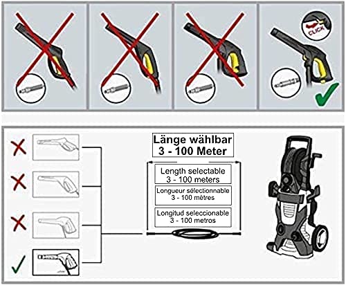 Manguera de alta presión M&M Smartek compatible con el limpiador de alta presión K2 - K7 de Kärcher a partir del año 2008 Click Quick Connect like 2.641-721.0