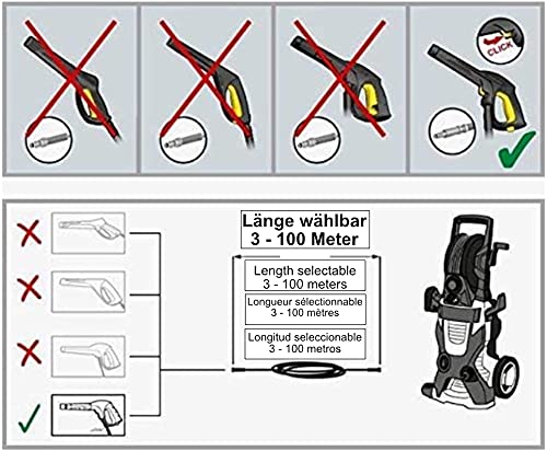 Manguera de alta presión para todas las limpiadoras de alta presión de Kärcher K2 a K7 a partir de 2008 con sistema de conexión rápida Click