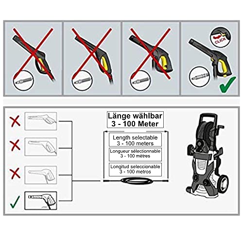 Manguera de alta presión para todos los limpiadores de alta presión Kärcher K2 K3 K4 K5 K6 K7 Home Garden Serie A Partir de año 2008 con Connect ranuras Sistema como 2.641-721.0 Quick Click