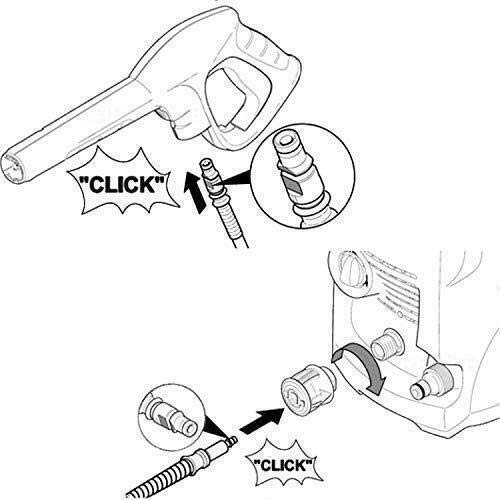 Manguera de alta presión y extensión para Kärcher K2 K3 K4 K5 K6 K7 Home & Garden Serie a partir del año 2008 con Click Quick Connect como 2.641-721.0 (3 metros)