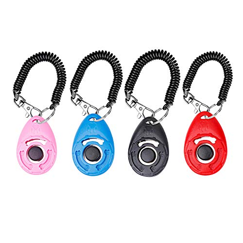 MaoXinTek Clicker para Adiestramiento Perro, Multicolor Training Clicker con Correa para la Muñeca para Perros Gato Caballo Pajaros, 4 Piezas Pulsadores