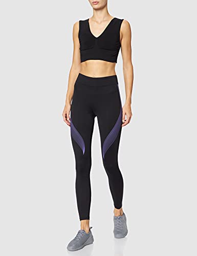 Marca Amazon - AURIQUE Bal181la18 - leggings deporte mujer Mujer, Negro (Black/Dahlia Purple), 42, Label:L