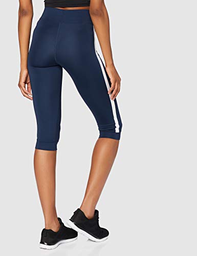 Marca Amazon - AURIQUE Leggings de Deporte con Banda Lateral Estilo Capri Mujer, Azul (Dress Blue), 40, Label:M