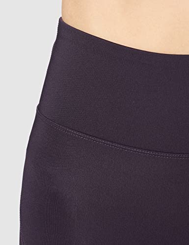 Marca Amazon - AURIQUE Shorts para Correr con Banda Lateral Mujer, Morado (sombra de noche/blanco), 40, Label:M