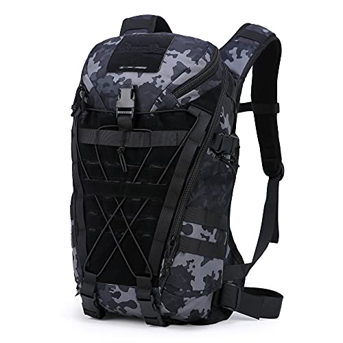 Mardingtop 28L Mochila Militar, Mochilas Hombre Deportivas Mochila Tactica Senderismo Moto Deporte Viaje Playa Montaña Negra for Unisex (28l-Camuflaje Enrejado)